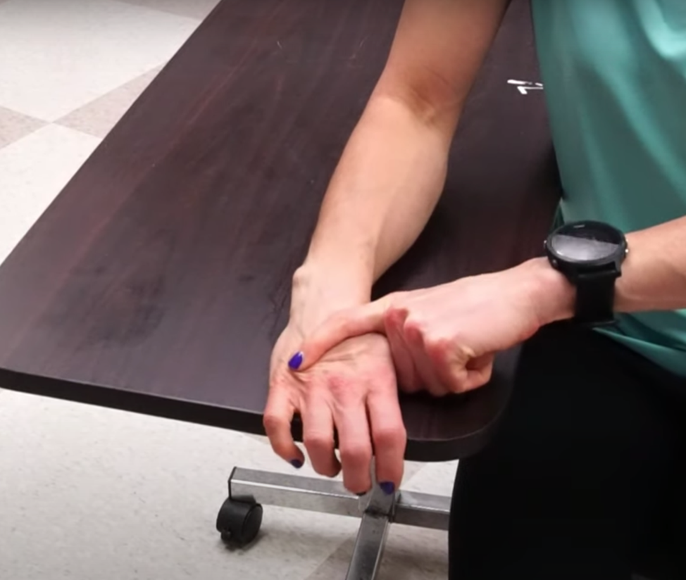 hand exercise with bedside table