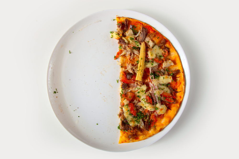 plate with food on half the plate